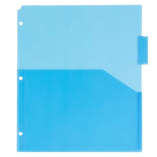 JAM Paper 9.75" x 11.5" 5-Tab Plastic Index Tab Dividers with Double Pockets